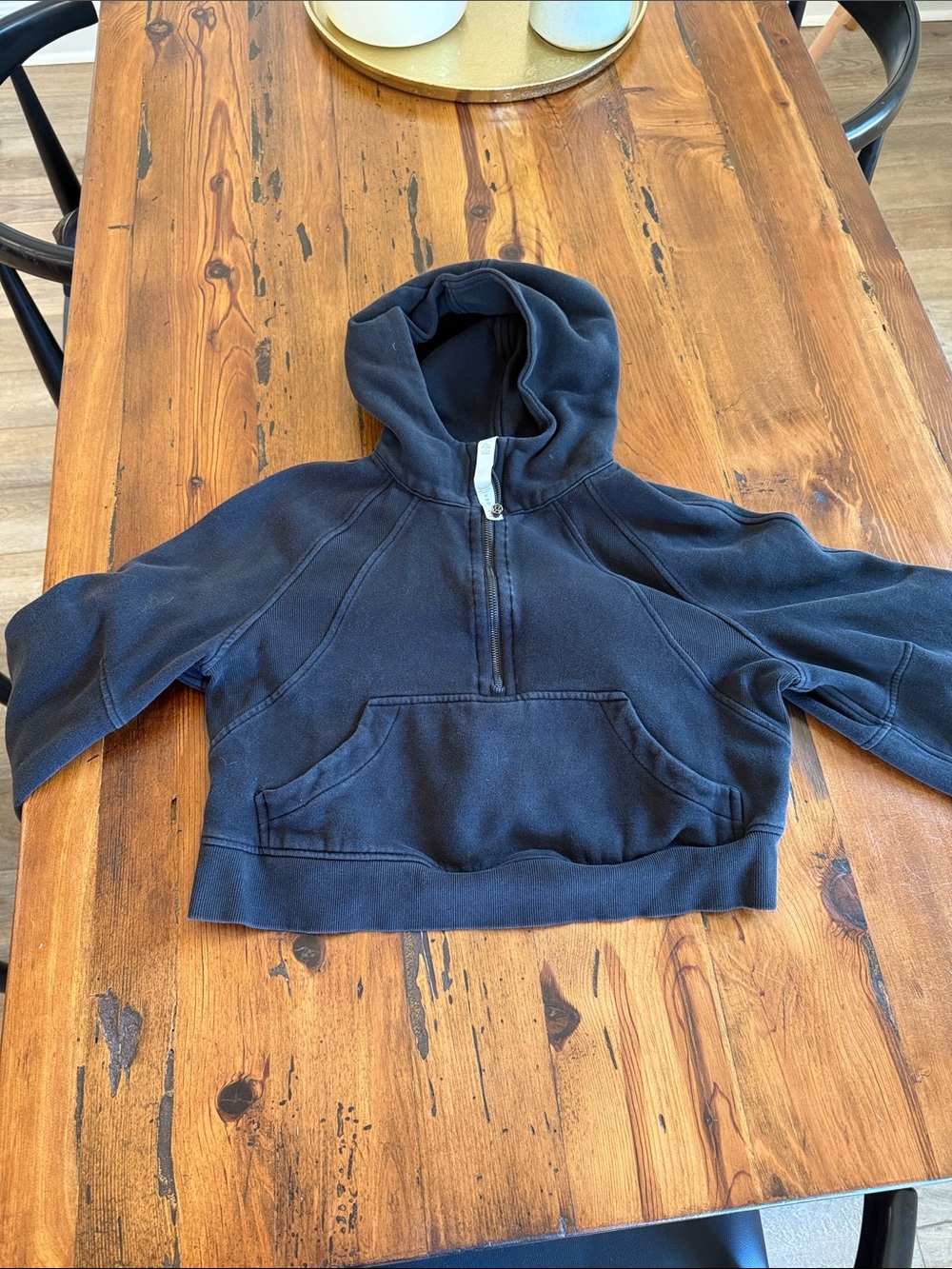 lululemon Scuba Black Cropped Hooded Half-Zip Sweatshirt